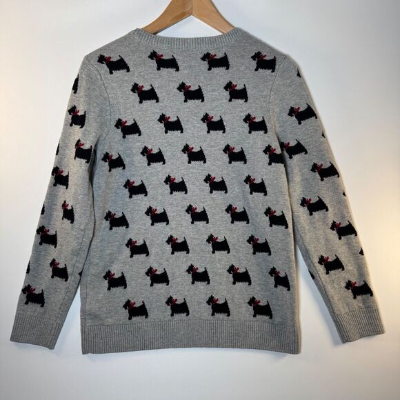 Charter Club Womens Sweater Scottie Dog Print Medium Gray Rhinestones Preppy - Picture 6 of 13